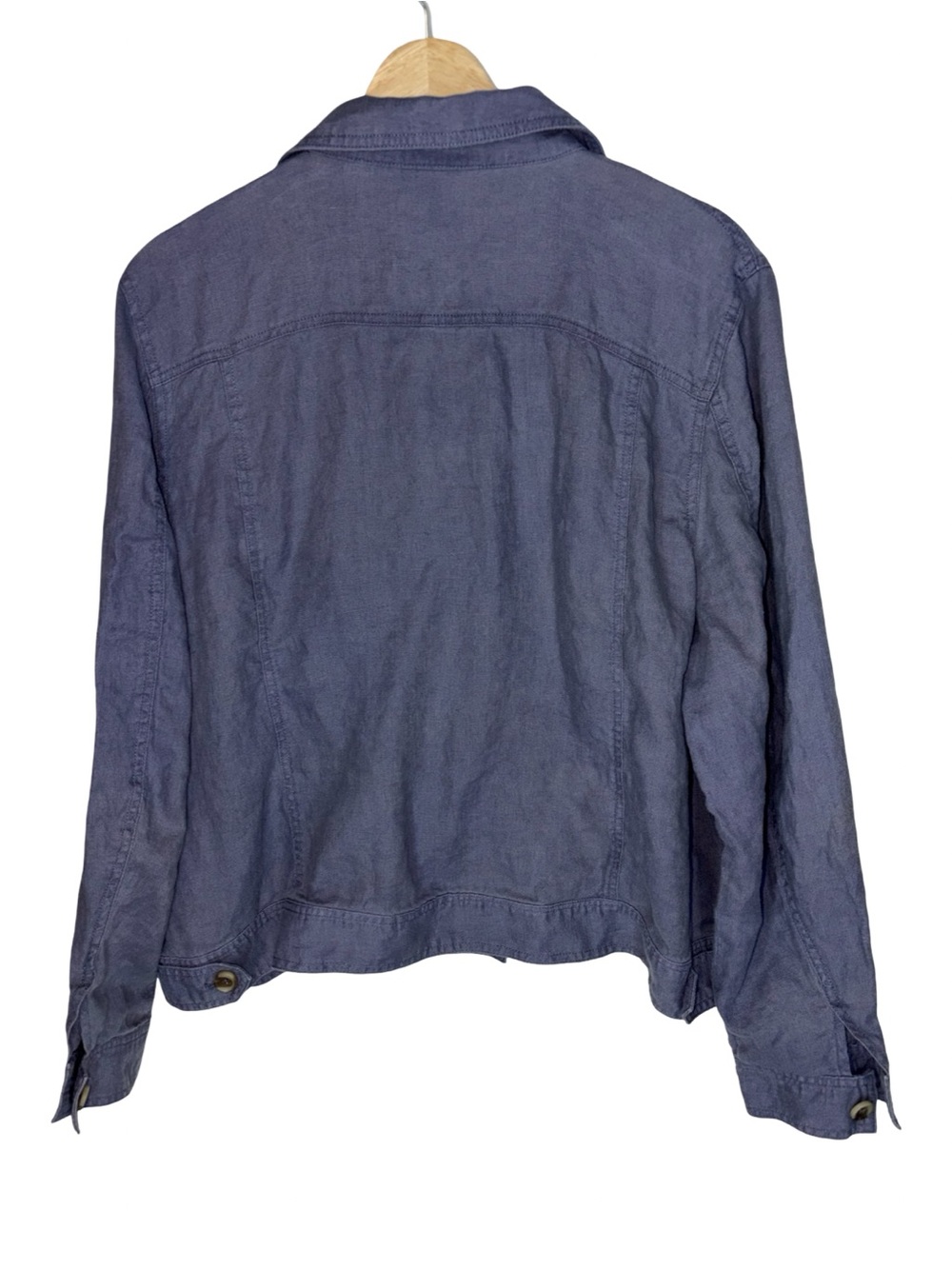 Coldwater Creek Women's Blue Button-Front short linen Jacket - Picture 2 of 4